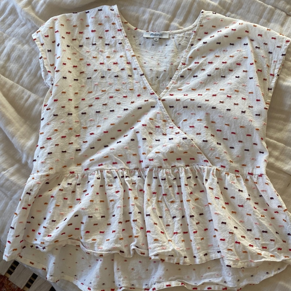 Madewell Confetti Tuft Peplum Top